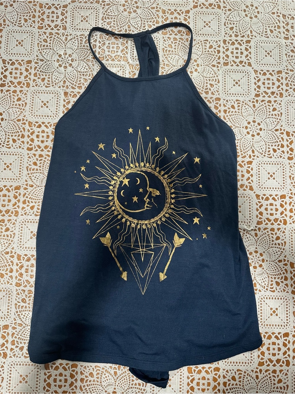 No Boundaries XXL Celestial Sun Moon Graphic Racerback Tank Top